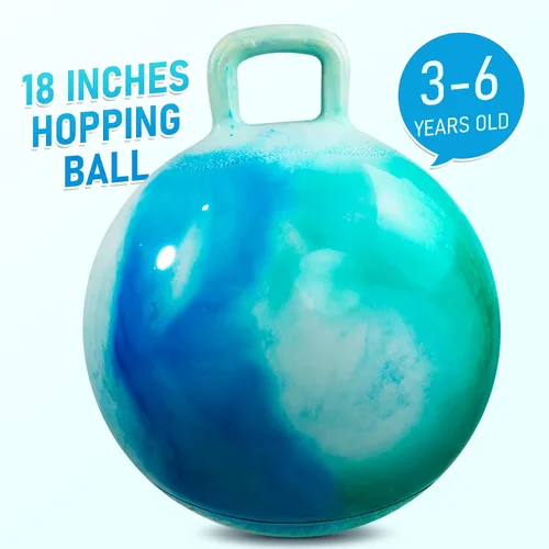 Miniatura 5 de U&C Planet Hoppity - Bola inflable de 18 pulgadas con asa para niños de 3 a 6 años Hoppity Hop Sit and Bounce Jumping Hopping con bomba y caja