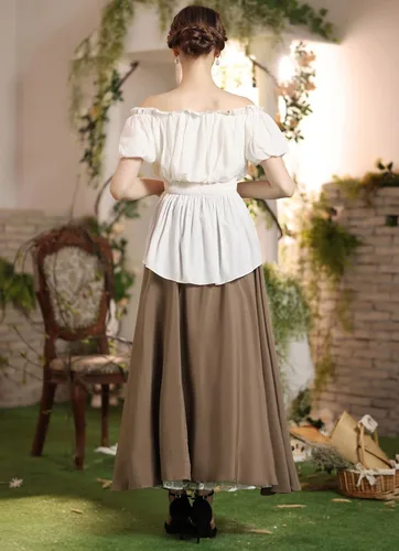 Miniatura 6 de Scarlet Darkness Falda larga maxi para mujer, falda renacentista de doble capa