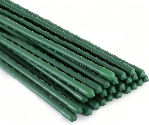 Miniatura 8 de Xiny Tool Estacas de jardín, paquete de 25 estacas de tomate de acero de 4 pies con capa de plástico para plantas trepadoras