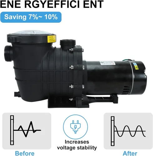 Miniatura 7 de Bomba de piscina de 1,0 HP en /sobre tierra, bombas de agua de piscina de una sola velocidad de 110V 5220GPH lnground sobre tierra con cesta