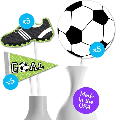 Miniatura 7 de Big Dot of Happiness Decoración de centro de mesa de fiesta de fútbol, juego de 15 piezas, temática deportiva, decoración de fiesta de cumpleaños