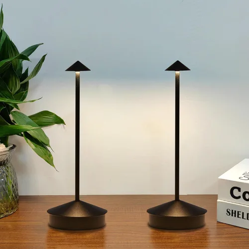 Miniatura 12 de Paquete de 2 lámparas de mesa inalámbricas de aluminio, lámparas de mesa recargables de 6000 mAh, lámpara LED táctil portátil, lámparas de mesa Negro