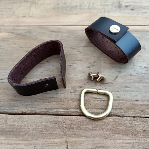 Miniatura 12 de Paquete de 2 protectores de cinturón de cuero + 1 llavero con hebillas de latón macizo, protectores de cinturón de cuero para hombres y mujeres