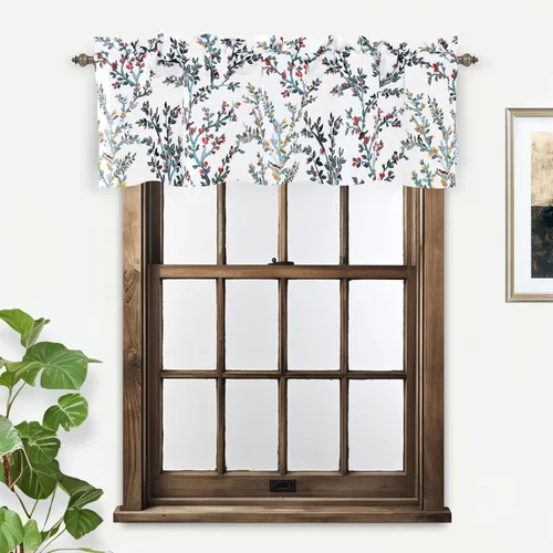 Miniatura 8 de DriftAway Jasmine - Cenefa de cortina de ventana con aislamiento térmico botánico de acuarela para sala de estar, dormitorio, cocina, 2 capas de 52
