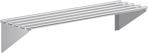 Estante tubular de pared de acero inoxidable de alta calidad, 14 pulgadas de profundidad x 48 pulgadas de largo, certificado NSF, estante de pared