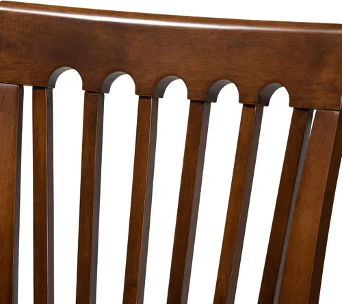 Miniatura 5 de Baxton Studio Silla de comedor Minette - Tapizado de tela gris, juego de madera con acabado marrón nogal Gris/marrón nogal
