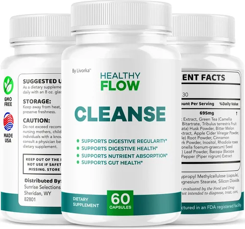 Miniatura 8 de Healthy Flow Cleanse Cápsulas – Píldoras oficiales HealthyFlow Cleanse Daily Premium Support HealthyFlowCleanse fórmula digestiva natural