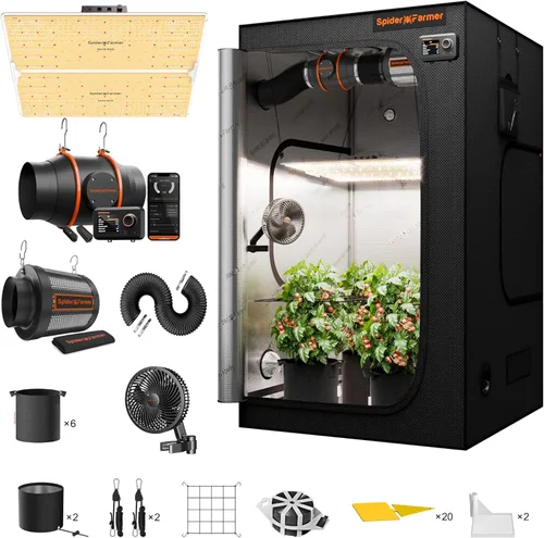 Miniatura 13 de Spider Farmer Kit completo de tienda de cultivo 2x4 SF2000 Samsung LM301H EVO y regulable Sistema completo de tienda de cultivo 24" x 47" x 71