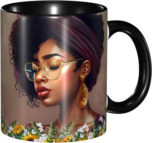 Miniatura 22 de Taza de café, taza de té para mujeres y niñas, taza de diseño único, perfecta para regalos, mujeres afroamericanas afro
