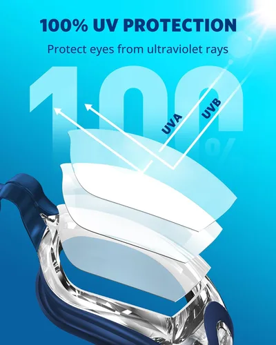 Miniatura 2 de Aegend Gafas de natación, gafas de natación sin fugas, protección completa para adultos, hombres, mujeres y jóvenes Negro claro con correa azul