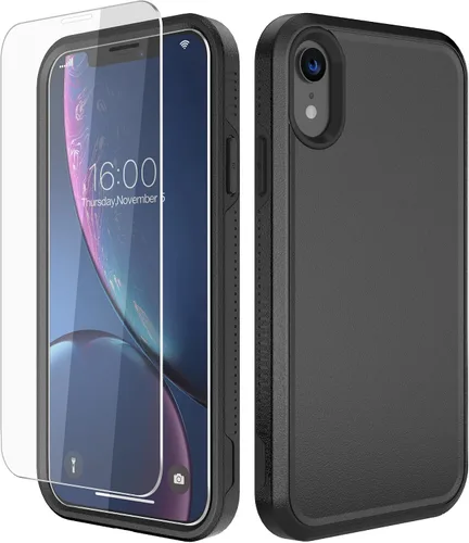 Diverbox Funda para iPhone XR [Protector de Pantalla de Vidrio Templado] [A Prueba de Golpes] [A Prueba de Caídas] Funda de Teléfono de Protección