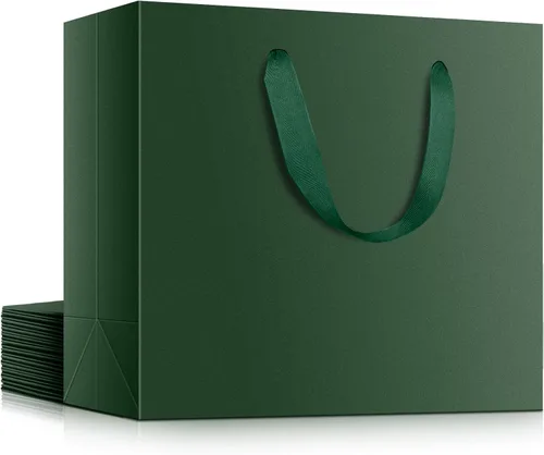 Miniatura 42 de EUSOAR Bolsas de papel de estraza para regalo, paquete de 12 bolsas de papel kraft de 10.6 x 3.1 x 8.3 pulgadas con asas, bolsas resistentes