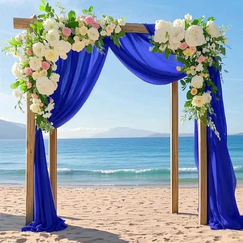Miniatura 7 de FANPROMS Cortinas azules para arco de boda, cortinas de tela de gasa de 20 pies, 1 panel, arcos de boda para ceremonia, cortinas de telón de fondo