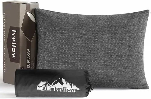 Miniatura 10 de Almohada de viaje de espuma viscoelástica Ivellow - Compacta, ligera, transpirable y hipoalergénica - Adultos y niños - Camping, senderismo, viajes