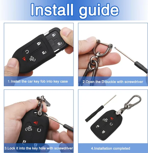 Miniatura 4 de TOMALL Paquete de 2 fundas para llavero GMC con llavero, funda de llave de goma de silicona de 5 botones compatible con GMC Acadia Sierra Terrain
