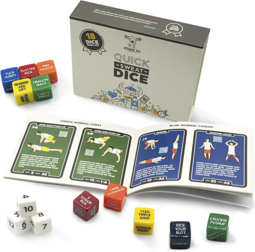 Miniatura 8 de Stack 52 Dados de fitness de sudor rápido. Juego de entrenamiento de ejercicio de peso corporal. Diseñado por un experto en fitness militar.