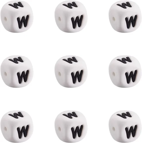 Miniatura 42 de FASHEWELRY 36 cuentas de silicona redondas del alfabeto A-Z, cuentas focales de goma de vaca para pulseras, collares, llaveros, fabricación de joyas