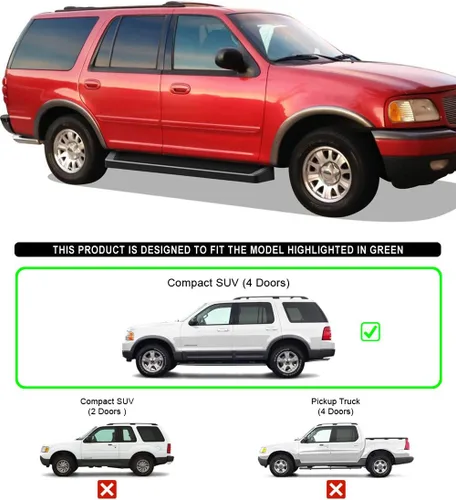 Miniatura 6 de HD Ridez Estribo de estilo plano de 6 pulgadas pulido compatible con Ford Explorer Mercury Mountaineer 2002-2005 4 puertas