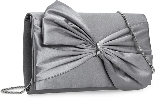 Miniatura 9 de CHARMING TAILOR Bolso formal de satén con lazo para mujer, bolso de embrague elegante para bodas, bailes, fiestas