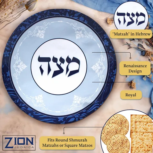 Miniatura 3 de Zion Judaica - Juego de fundas redondas de matzá de seda de 17 pulgadas, se adapta a matzos redondos o cuadrados, 3 bolsillos, soporte rectangular