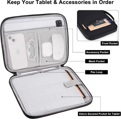 Miniatura 3 de Funda de transporte para iPad de 9 a 11 pulgadas, bolsa acolchada para tableta de viaje para iPad Pro de 11 pulgadas (M4), iPad 10.9