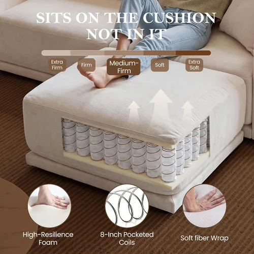 Miniatura 3 de Sofá modular de 79 pulgadas para sala de estar pequeña, sofá moderno en forma de L con otomana, juego de sofá de felpilla de 3 piezas para muebles