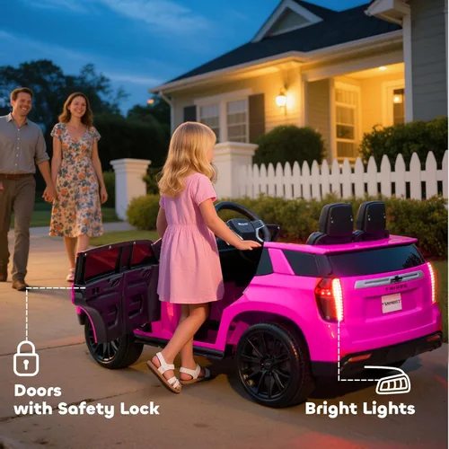 Miniatura 9 de Aosom - Automóvil de paseo con licencia Chevrolet Tahoe, juguete eléctrico con batería de 12 V y 7 AH, con control remoto para padres, luces LED