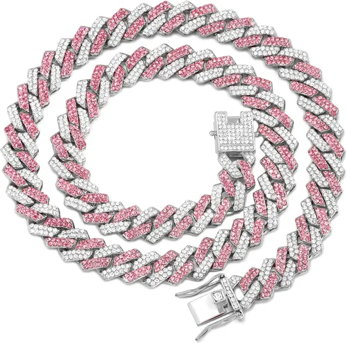 Miniatura 21 de Collar de cadena dorada para perro, collar cubano de diamantes para caminar, collar de cadena de metal con diseño de hebilla segura, collares