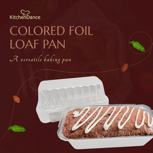 Miniatura 2 de KitchenDance - Molde para pan desechable de aluminio con tapas de plástico, 2 libras, color dorado, 1850P