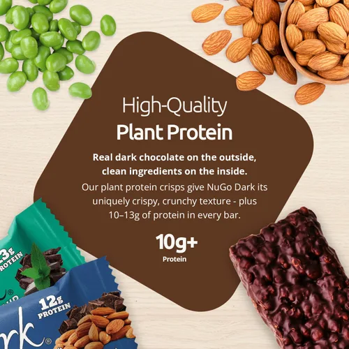 Miniatura 5 de NuGo Dark, caja variada de muestra, barra de proteínas veganas de 0.47-0.31 onzas, sin gluten, 12 CT