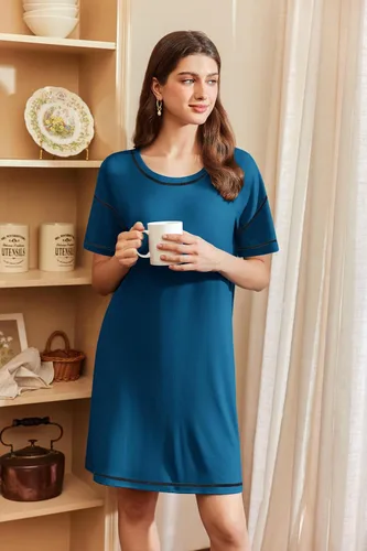 Miniatura 2 de Ekouaer Camisones para Mujeres Camisa de Dormir Suave de Manga Corta Camisa de Noche de Talla Grande Ropa de Dormir Cómoda Vestido de Dormir