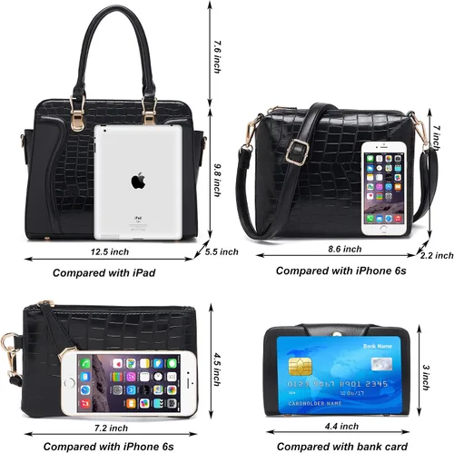 Miniatura 43 de Bolsos de mano de moda para mujer, bolsa de hombro, asa superior, bolsa de mano, juego de 4 piezas