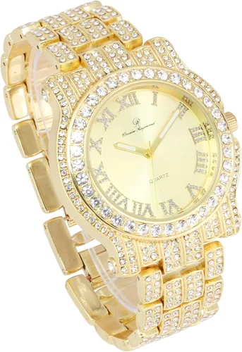 Miniatura 17 de Charles Raymond Bling-ed Out Ultimate Hip Hop Royalty Reloj para hombre con número romano de fácil lectura o indicadores de tiempo de diamantes