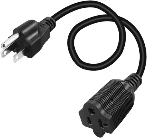 Miniatura 4 de Cable de alimentación NEMA 5-15P a 5-15/20R - 15A a 20A, Nema 5-15P a 5-15R/5-20R (peine 20Amp T Blade) - Listado UL 14AWG Negro 1FT/0.32M
