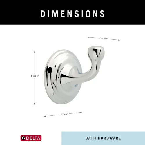 Miniatura 7 de Delta Windemere (1-Paquete) Ganchos para Toallas Cromo Pulido Solitarios para Baño Montados en Pared para Batas y Toallas Soporte para Toalla