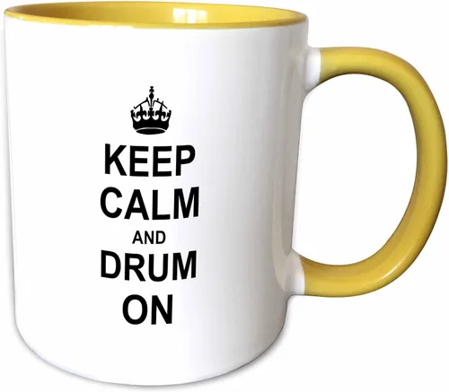 Miniatura 12 de 3dRose - Taza con texto en inglés "Keep Calm And Drum On", color negro