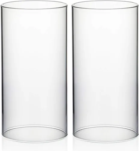 Miniatura 40 de WGVI Funda para portavelas Hurricane, ancho de 2 pulgadas, altura de 12 pulgadas, portavelas cilíndrico de vidrio transparente, tubo de chimenea
