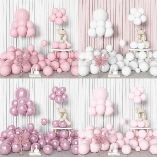 Miniatura 7 de Amandir Kit de guirnalda de arco de globos rosa y blanco de diferentes tamaños de 18, 12, 10 y 5 pulgadas, globos de látex metálico con confeti