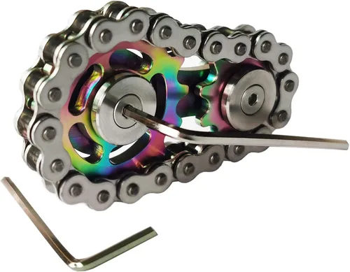 Miniatura 9 de Sprocket Fidgets Cadena de acero inoxidable Fidget Cube Engranajes Engranajes Cadena de bicicleta Novedad Fidget Block Kinetic Desk Metal EDC Focus