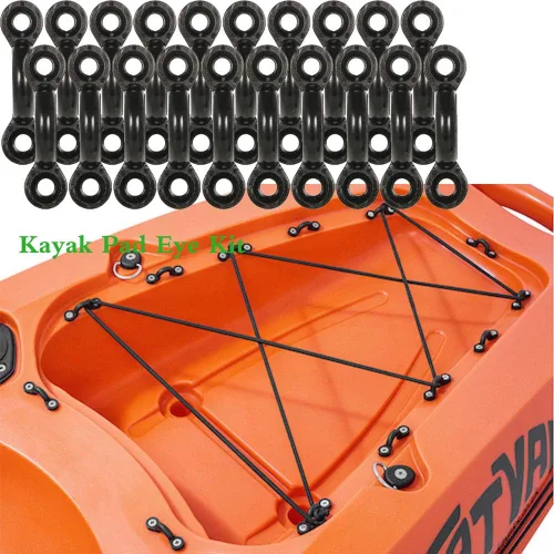 Miniatura 5 de Kit de almohadillas para kayak, 10 trabillas elásticas de nailon para cubierta con 20 tornillos para lancha, kit de aparejo de cubierta de kayak