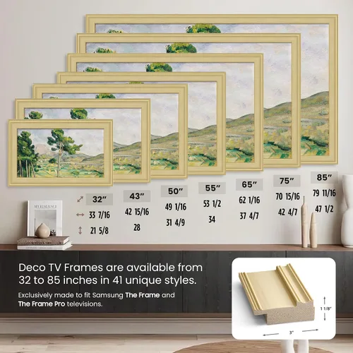 Miniatura 4 de Marco de TV Premiere Deco con chip de color blanco antiguo de 3 pulgadas (32, 43, 50, 55, 65, 75, 85 pulgadas) compatible solo con televisores