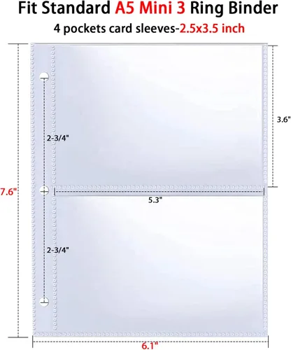 Miniatura 4 de Paquete de 40 fundas para tarjetas fotográficas de 3.5 x 5 pulgadas para carpeta A5 Mini de 3 anillas, fundas de fotos ultra transparentes, 2