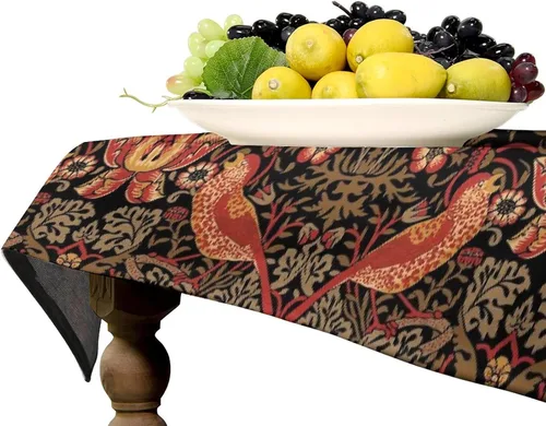 Miniatura 371 de Mantel Floral Retro de Pájaros, Diseño Original Bohemio William Morris Estampado Cubierta de Mesa para Hogar Picnic Fiesta Comedor Cocina William