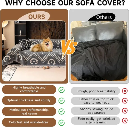 Miniatura 186 de VClife Fundas de sofá bohemio de felpilla para sofá seccional, fundas de sofá suaves y antideslizantes para sofá de 2 cojines, protector de muebles