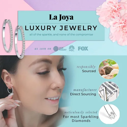 Miniatura 3 de La Joya Aretes de aro de diamantes para mujer