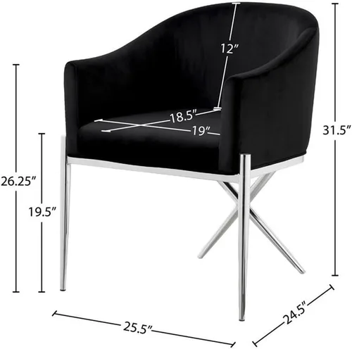 Miniatura 3 de Meridian Furniture Xavier Collection Modern Silla de comedor tapizada de terciopelo contemporáneo con patas de acero resistentes en forma de X