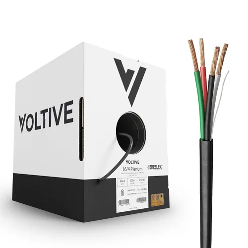 Miniatura 17 de Voltive Cable de altavoz 16/2, Plenum CL3P, negro, 100 pies - 16AWG, 2 conductores, cobre trenzado sin oxígeno, listado UL - V-1217-1