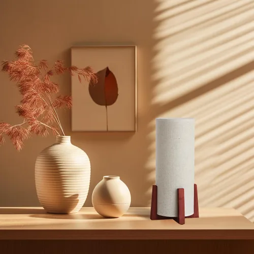 Miniatura 5 de KUNJOULAM Modernas lámparas de mesa pequeñas, lámpara de mesita de noche con pantalla de tela de lino, lámpara de mesa cilíndrica de 13.9 pulgadas