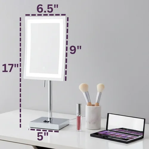 Miniatura 5 de JERDON Espejo de aumento de mesa iluminado - Espejo de maquillaje negro con aumento 5X y luces LED - Modelo JRT910BKL