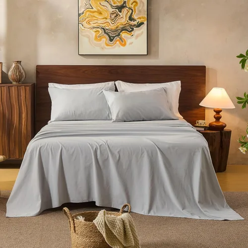 Miniatura 50 de Juego de sábanas de lino 100% tamaño King, juego de sábanas de lino transpirable y duradero de 4 piezas, ropa de cama suave para todas